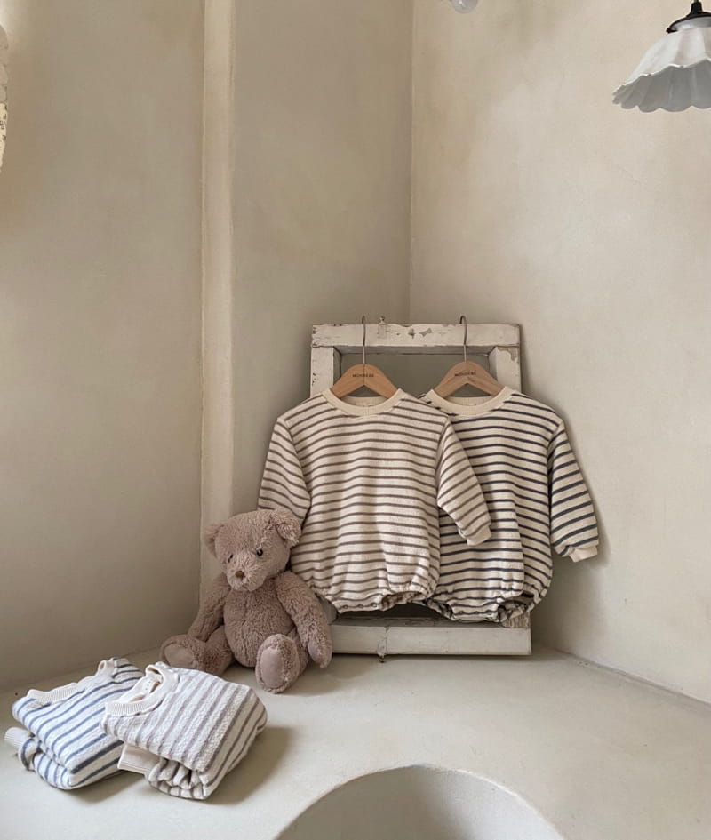 MONBEBE - Korean Children Fashion - #Kfashion4kids - Fleece Stripes Bodysuit - 8