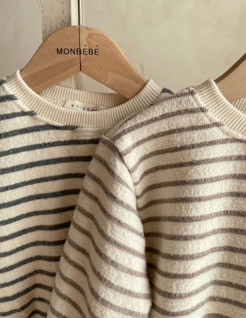 MONBEBE - Korean Children Fashion - #Kfashion4kids - Fleece Stripes Sweatshirt - 2