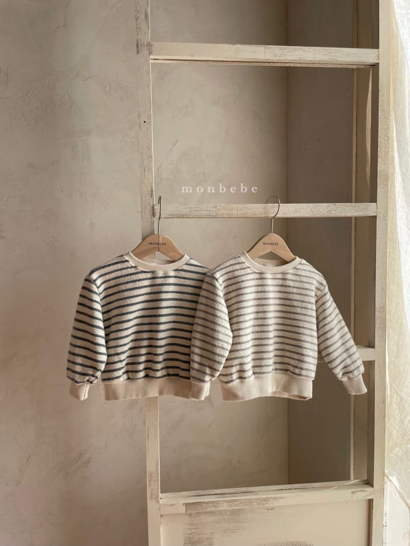 MONBEBE - Korean Children Fashion - #Kfashion4kids - Fleece Stripes Sweatshirt - 6