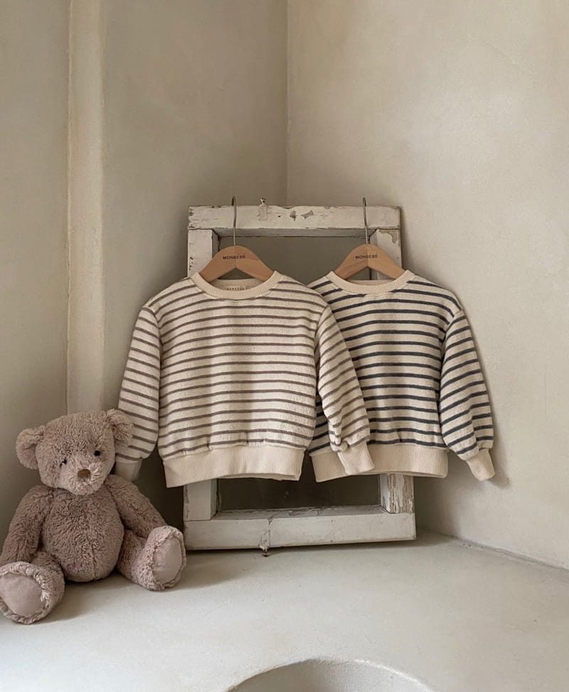 MONBEBE - Korean Children Fashion - #Kfashion4kids - Fleece Stripes Sweatshirt - 8