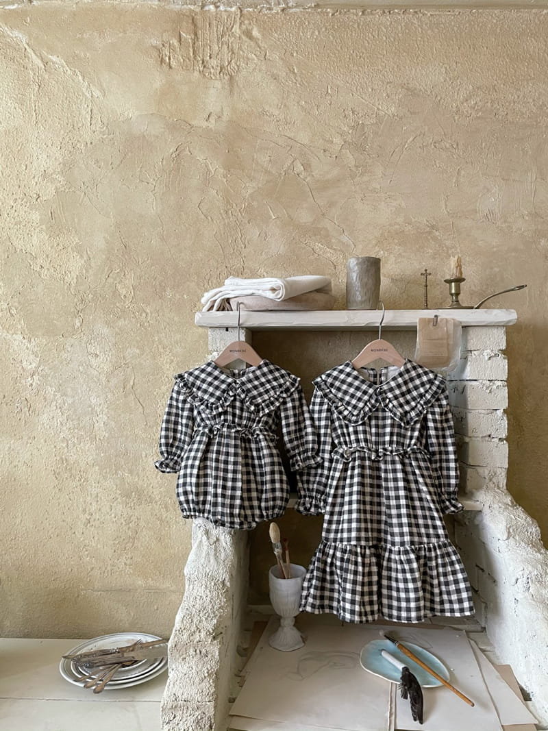 MONBEBE - Korean Children Fashion - #Kfashion4kids - Check Frill Bodysuit