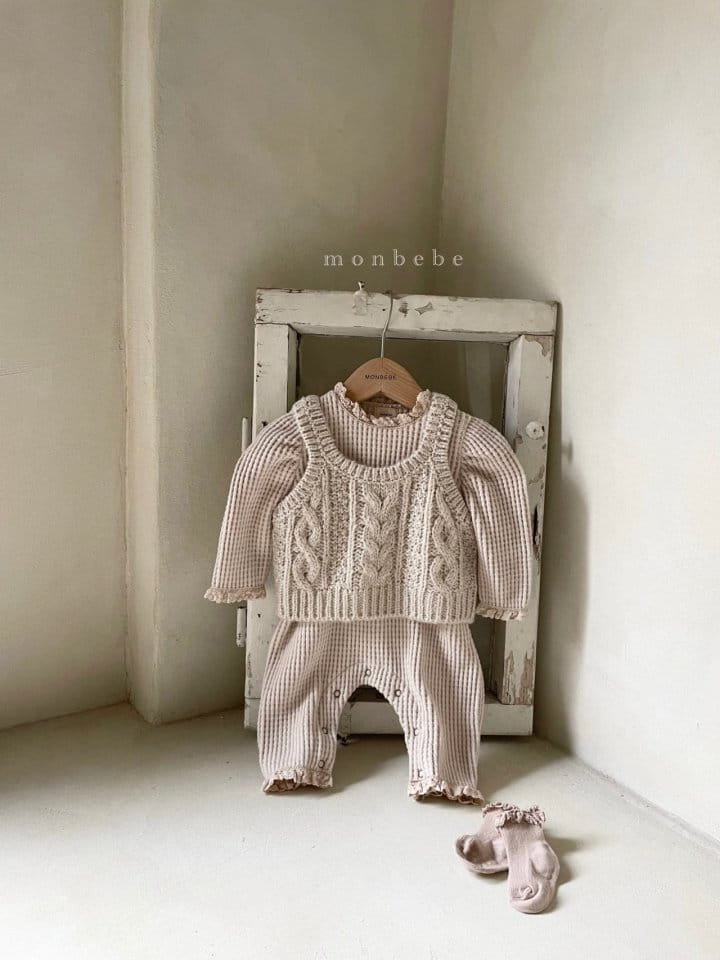 MONBEBE - Korean Children Fashion - #Kfashion4kids - Fleece Waffle Bodysuit - 12