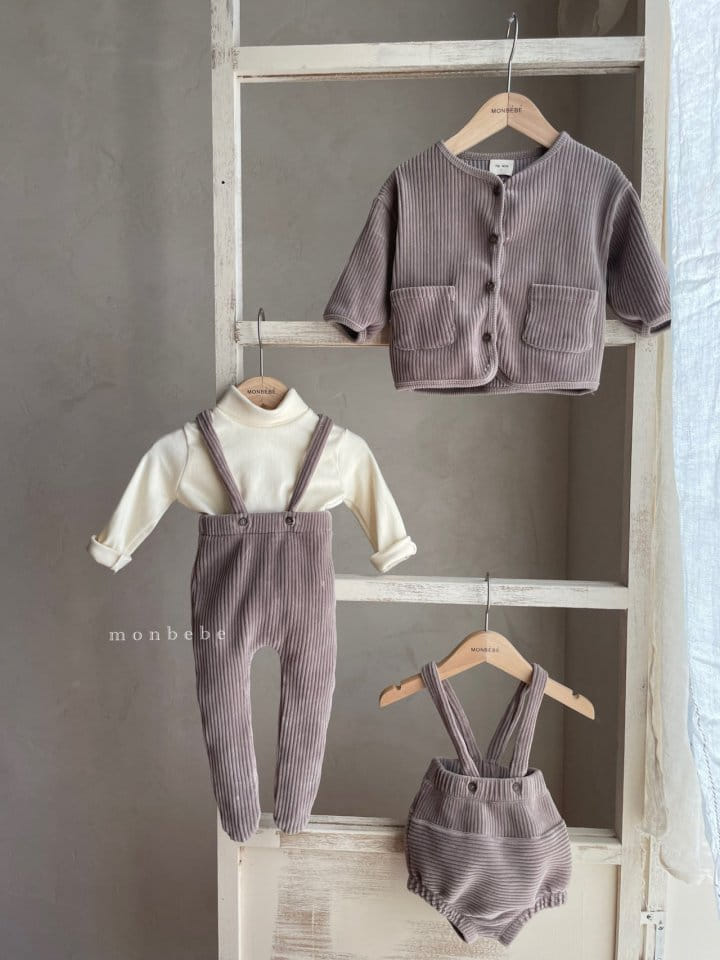 MONBEBE - Korean Children Fashion - #Kfashion4kids - Velour Dungarees Foot Leggings - 7
