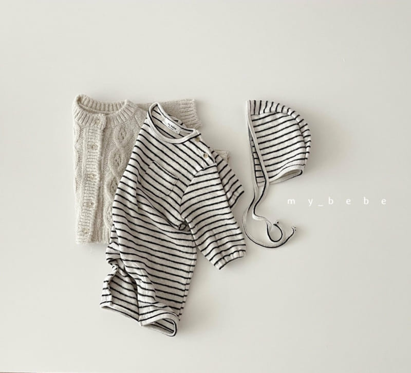 MY BEBE - Korean Children Fashion - #Kfashion4kids - Shamood Bodysuit with Bonnet - 4