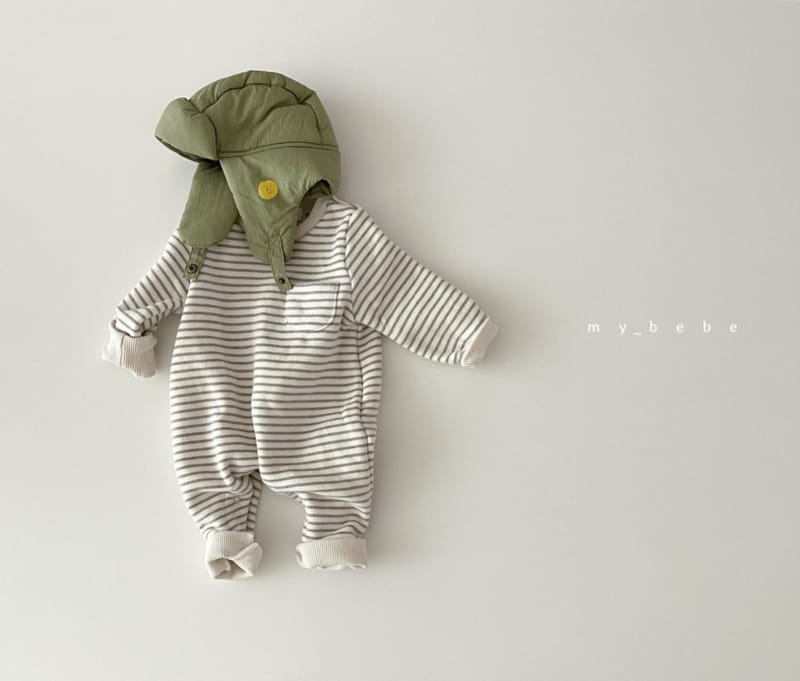 MY BEBE - Korean Children Fashion - #Kfashion4kids - Stripes Fleece Bodysuit - 4