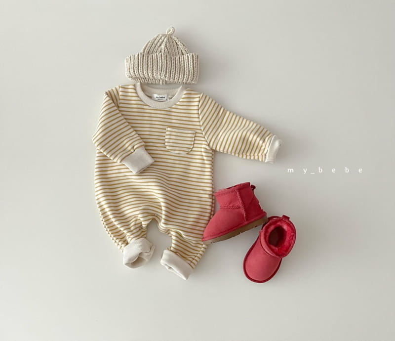 MY BEBE - Korean Children Fashion - #Kfashion4kids - Stripes Fleece Bodysuit - 6