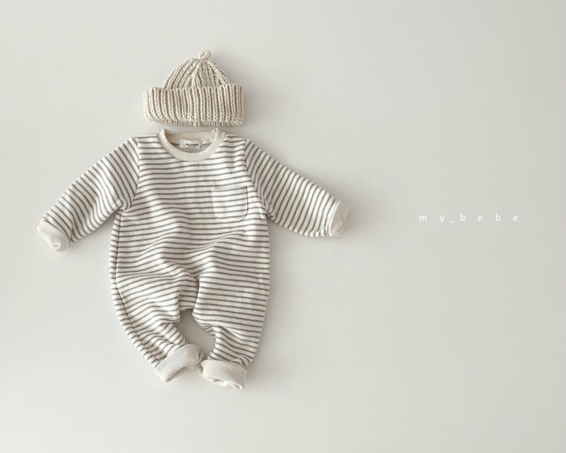 MY BEBE - Korean Children Fashion - #Kfashion4kids - Stripes Fleece Bodysuit - 7
