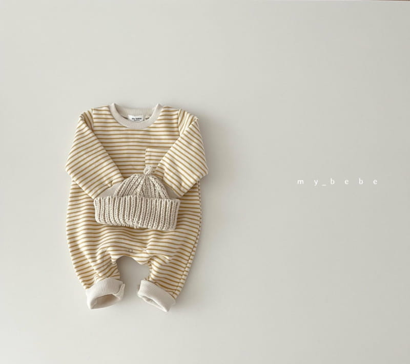 MY BEBE - Korean Children Fashion - #Kfashion4kids - Stripes Fleece Bodysuit - 9