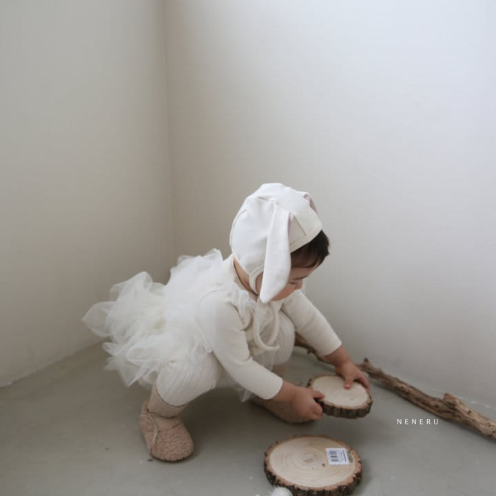NENERU - Korean Children Fashion - #Kfashion4kids - Sha Rabbit Bodysuit with Skirt and Bonnet