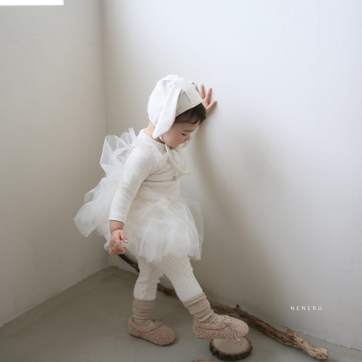 NENERU - Korean Children Fashion - #Kfashion4kids - Sha Rabbit Bodysuit with Skirt and Bonnet - 2