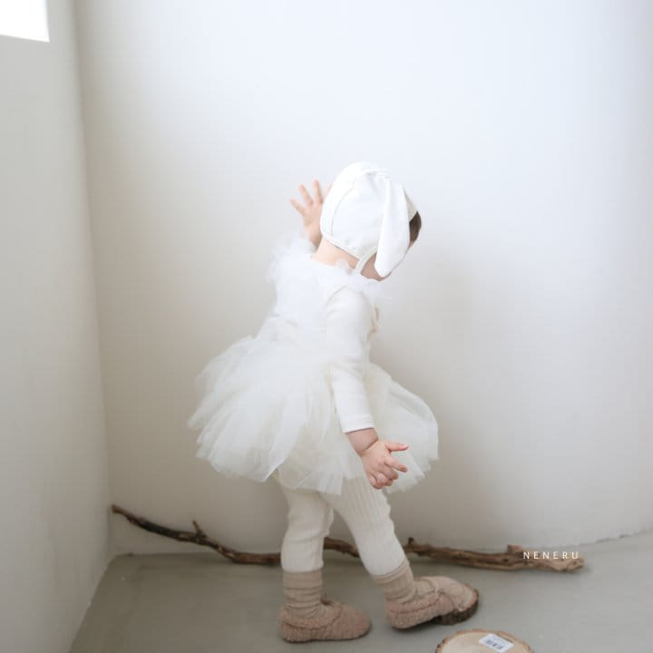NENERU - Korean Children Fashion - #Kfashion4kids - Sha Rabbit Bodysuit with Skirt and Bonnet - 3