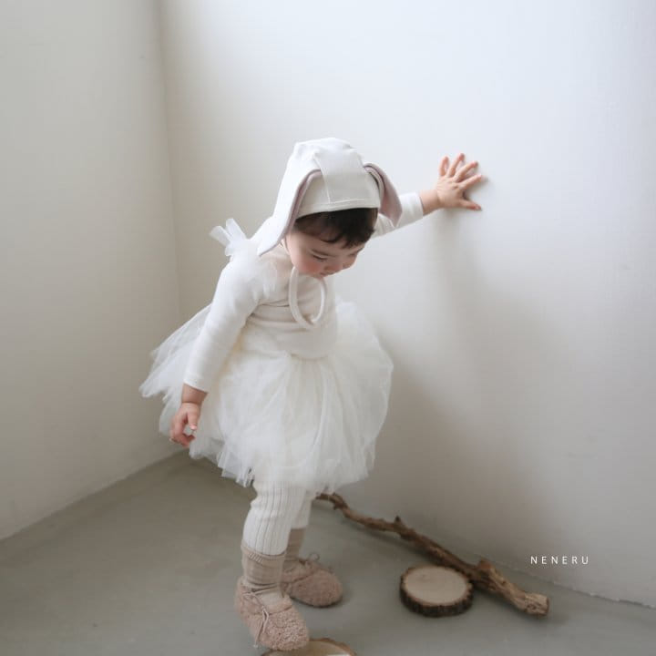 NENERU - Korean Children Fashion - #Kfashion4kids - Sha Rabbit Bodysuit with Skirt and Bonnet - 4