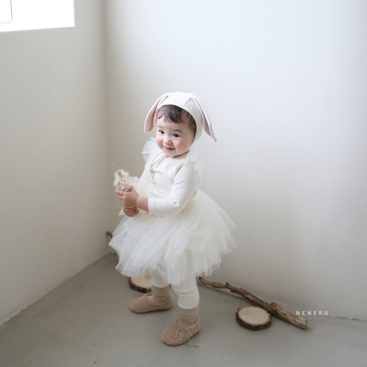 NENERU - Korean Children Fashion - #Kfashion4kids - Sha Rabbit Bodysuit with Skirt and Bonnet - 6