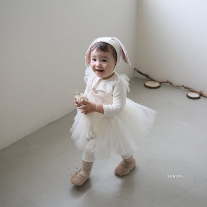 NENERU - Korean Children Fashion - #Kfashion4kids - Sha Rabbit Bodysuit with Skirt and Bonnet - 7