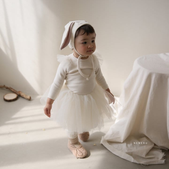 NENERU - Korean Children Fashion - #Kfashion4kids - Sha Rabbit Bodysuit with Skirt and Bonnet - 8