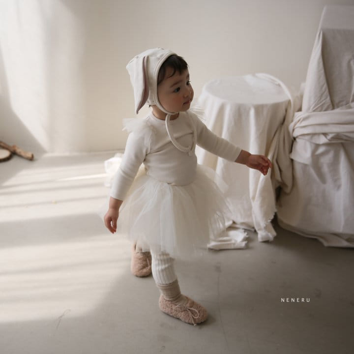 NENERU - Korean Children Fashion - #Kfashion4kids - Sha Rabbit Bodysuit with Skirt and Bonnet - 9