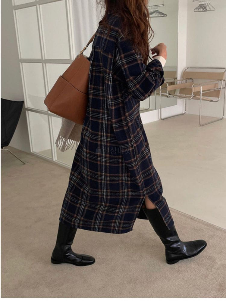 NEUF NINE - Korean Children Fashion - #Kfashion4kids - Wool Check Shirt One-piece - 3