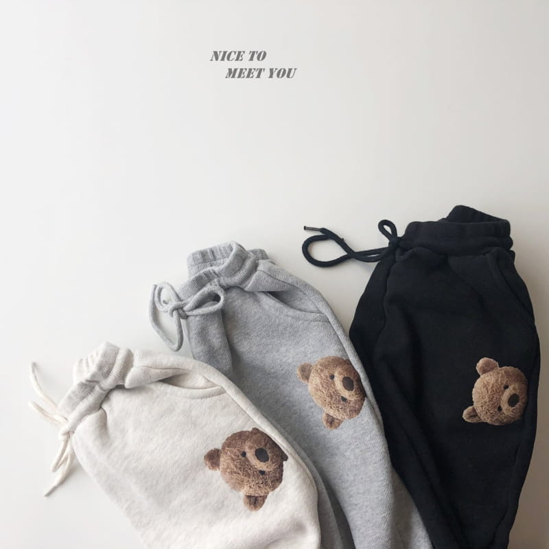 NICE TO MEET YOU - Korean Children Fashion - #Kfashion4kids - Bbea Bear Jogger Pants