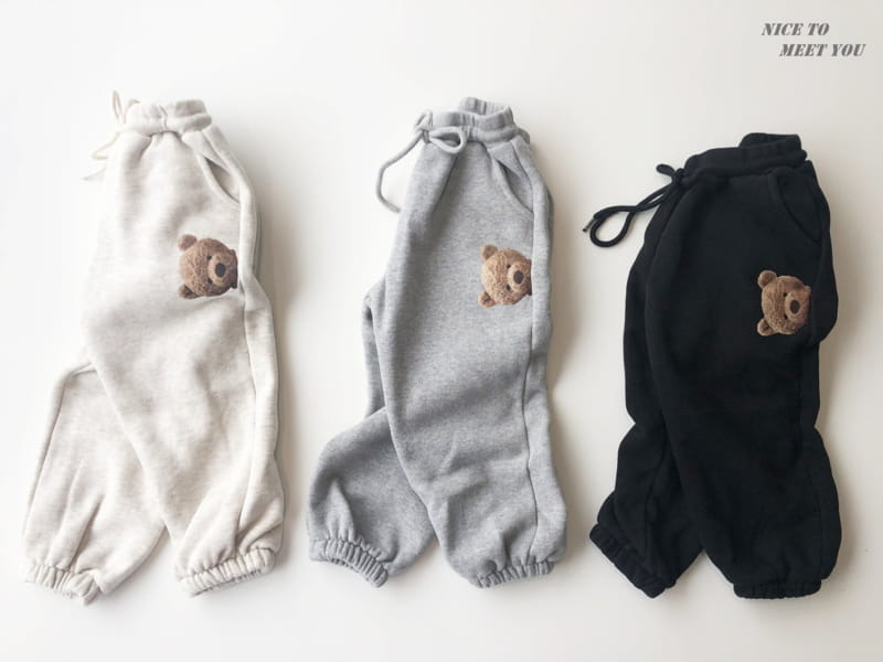 NICE TO MEET YOU - Korean Children Fashion - #Kfashion4kids - Bbea Bear Jogger Pants - 10