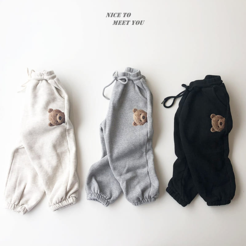 NICE TO MEET YOU - Korean Children Fashion - #Kfashion4kids - Bbea Bear Jogger Pants - 2