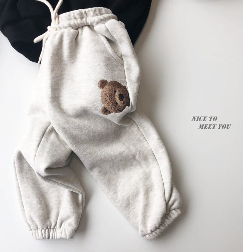 NICE TO MEET YOU - Korean Children Fashion - #Kfashion4kids - Bbea Bear Jogger Pants - 4