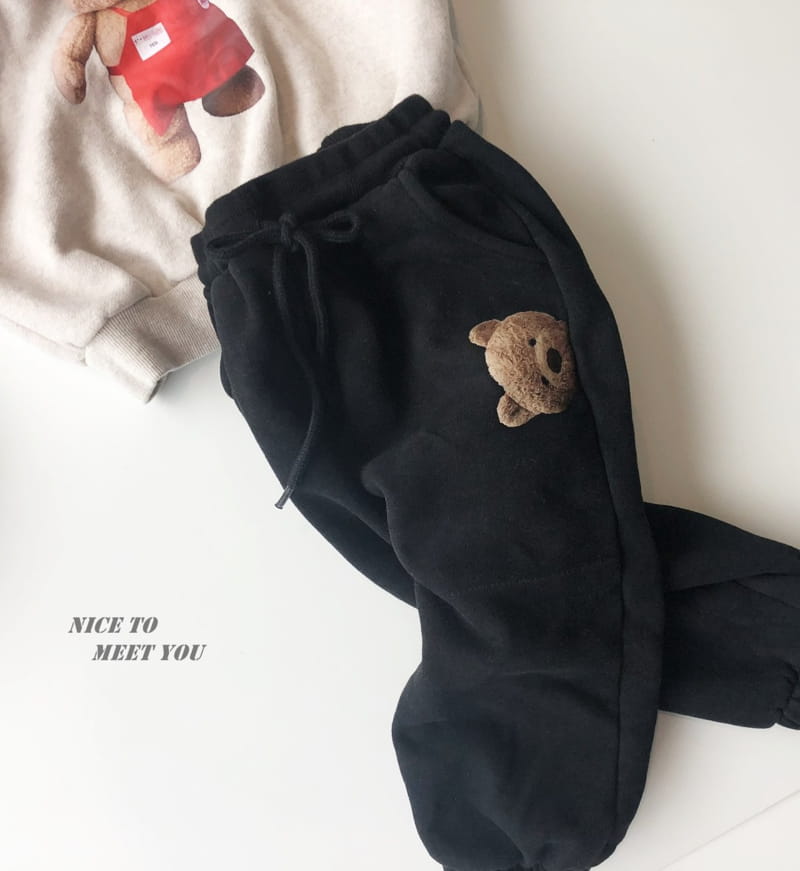 NICE TO MEET YOU - Korean Children Fashion - #Kfashion4kids - Bbea Bear Jogger Pants - 6