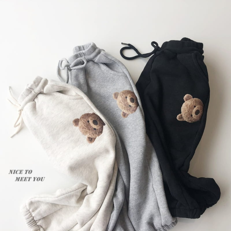 NICE TO MEET YOU - Korean Children Fashion - #Kfashion4kids - Bbea Bear Jogger Pants - 8