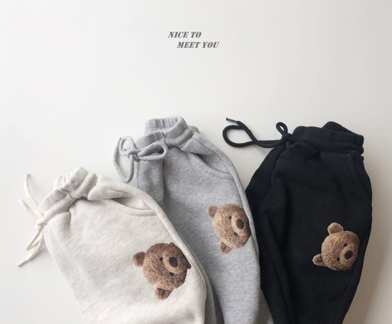 NICE TO MEET YOU - Korean Children Fashion - #Kfashion4kids - Bbea Bear Jogger Pants - 9