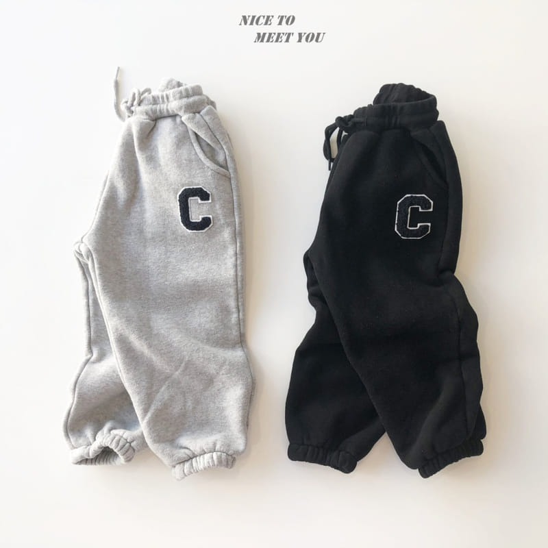 NICE TO MEET YOU - Korean Children Fashion - #Kfashion4kids - C Wappen Jogger Pants