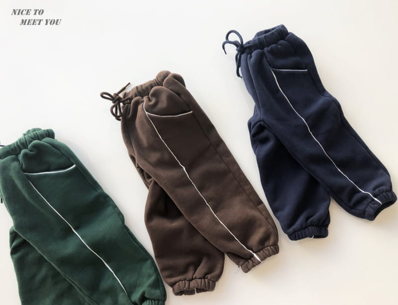 NICE TO MEET YOU - Korean Children Fashion - #Kfashion4kids - Line Jogger Pants