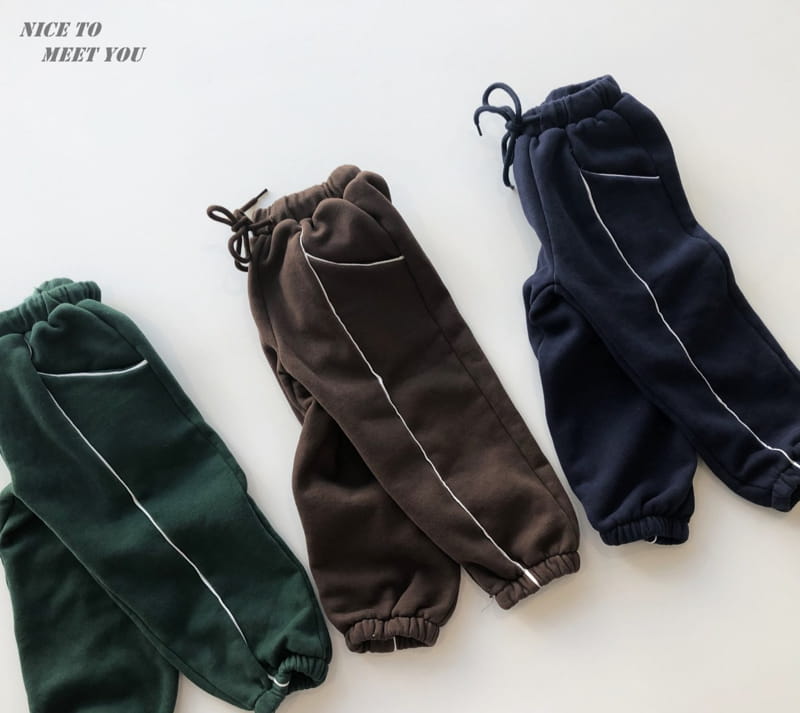 NICE TO MEET YOU - Korean Children Fashion - #Kfashion4kids - Line Jogger Pants - 6