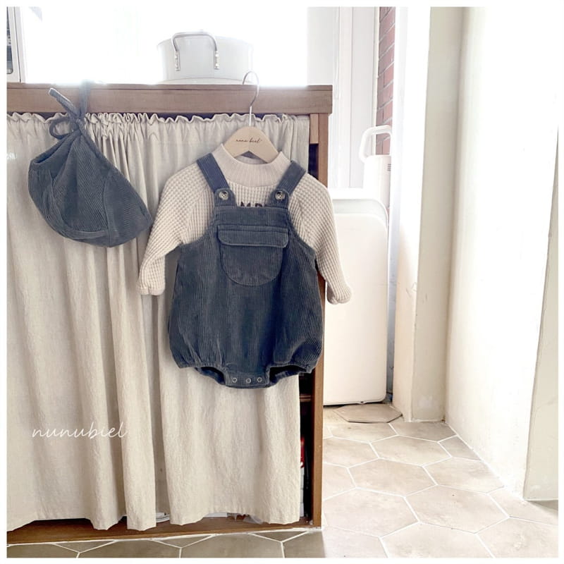 NUNUBIEL - Korean Children Fashion - #Kfashion4kids - Milk Tea Suspender Romper with Bonnet - 4