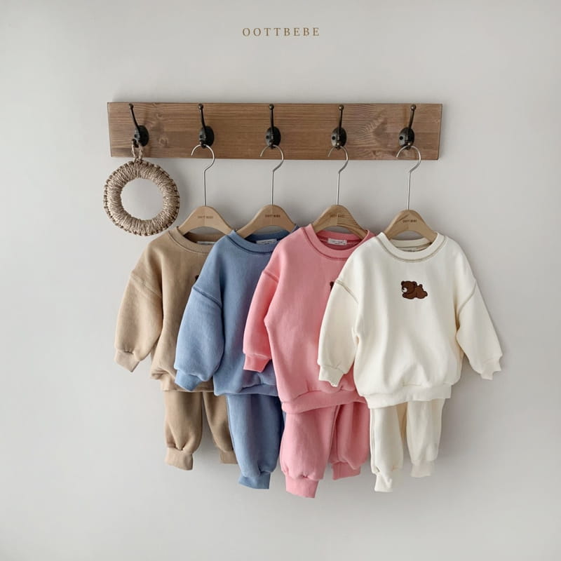 OOTT BEBE - Korean Children Fashion - #Kfashion4kids - Bear Top Bottom Set - 2