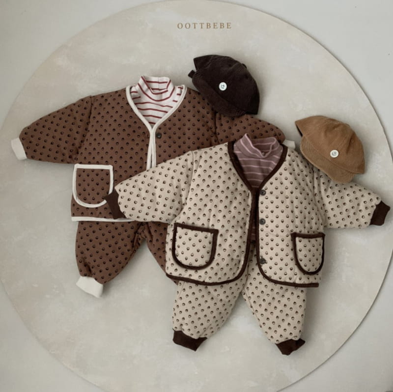 OOTT BEBE - Korean Children Fashion - #Kfashion4kids - Roasted Chestnut Padding Top Bottom Set - 12