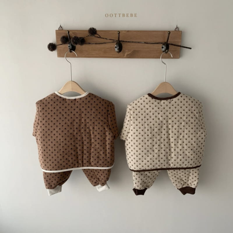 OOTT BEBE - Korean Children Fashion - #Kfashion4kids - Roasted Chestnut Padding Top Bottom Set - 6