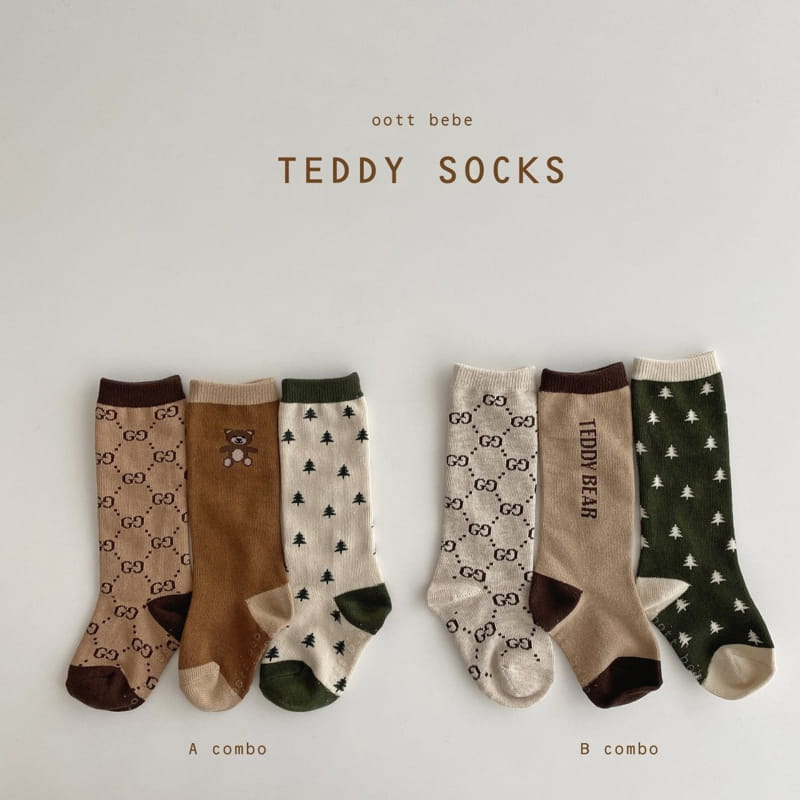 OOTT BEBE - Korean Children Fashion - #Kfashion4kids - Bear Knee Socks [set of 3]
