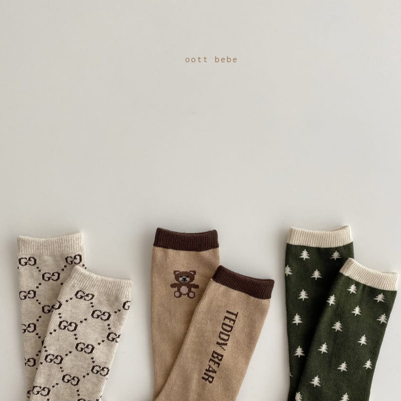 OOTT BEBE - Korean Children Fashion - #Kfashion4kids - Bear Knee Socks [set of 3] - 2