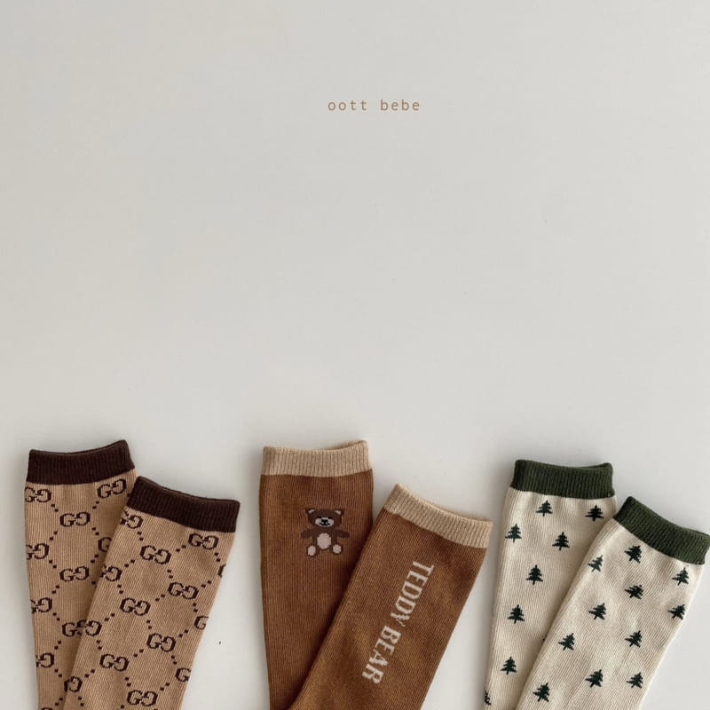 OOTT BEBE - Korean Children Fashion - #Kfashion4kids - Bear Knee Socks [set of 3] - 3
