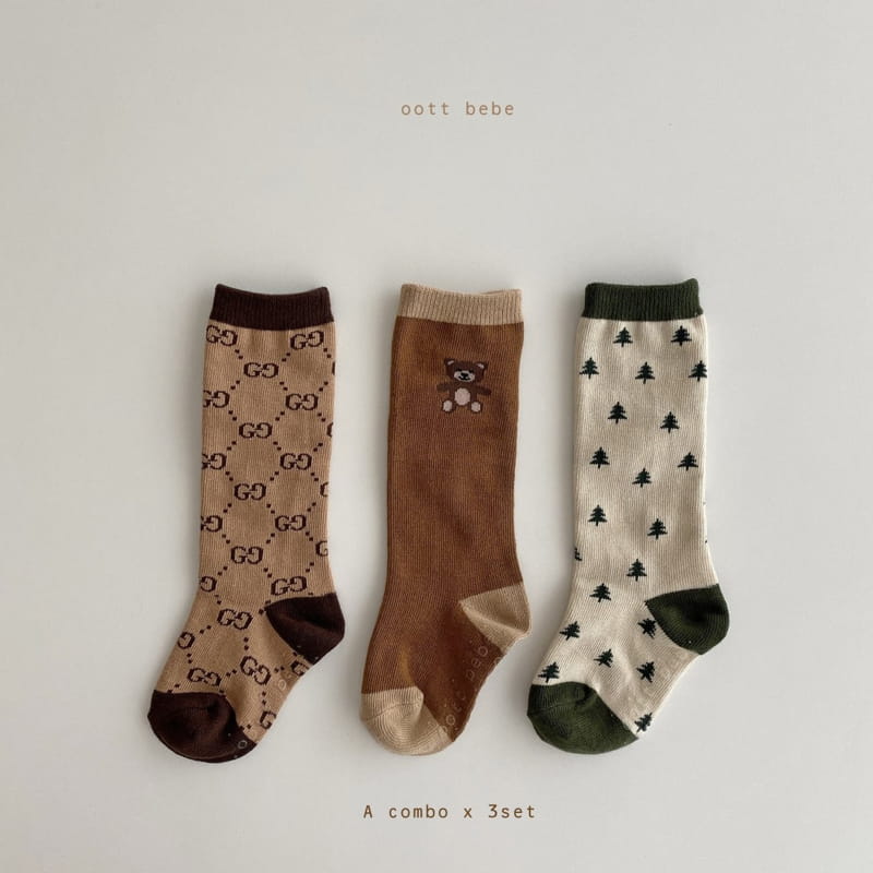 OOTT BEBE - Korean Children Fashion - #Kfashion4kids - Bear Knee Socks [set of 3] - 5
