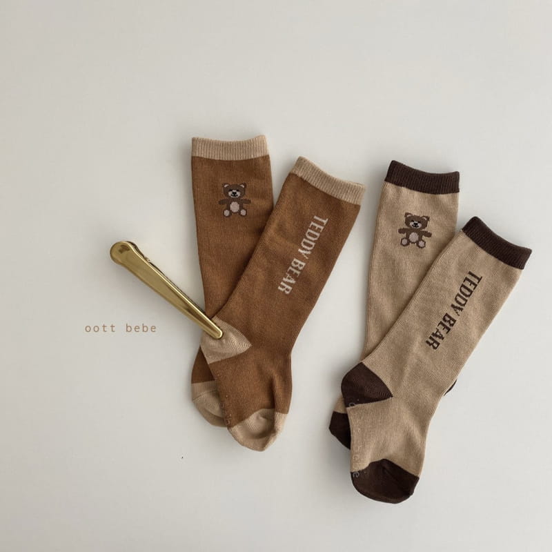 OOTT BEBE - Korean Children Fashion - #Kfashion4kids - Bear Knee Socks [set of 3] - 7