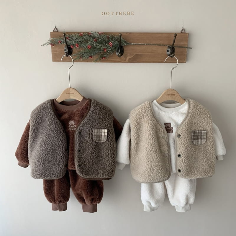 OOTT BEBE - Korean Children Fashion - #Kfashion4kids - Mongsil Bear Top Bottom Set - 11