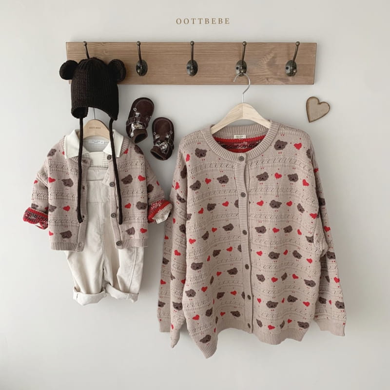 OOTT BEBE - Korean Children Fashion - #Kfashion4kids - Hear Bear Knit Cardigan Winter with Mom - 10