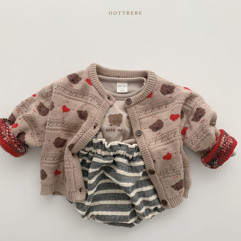 OOTT BEBE - Korean Children Fashion - #Kfashion4kids - Hear Bear Knit Cardigan Winter with Mom - 4