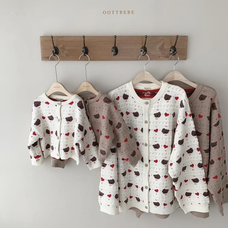 OOTT BEBE - Korean Children Fashion - #Kfashion4kids - Hear Bear Knit Cardigan Winter with Mom - 8