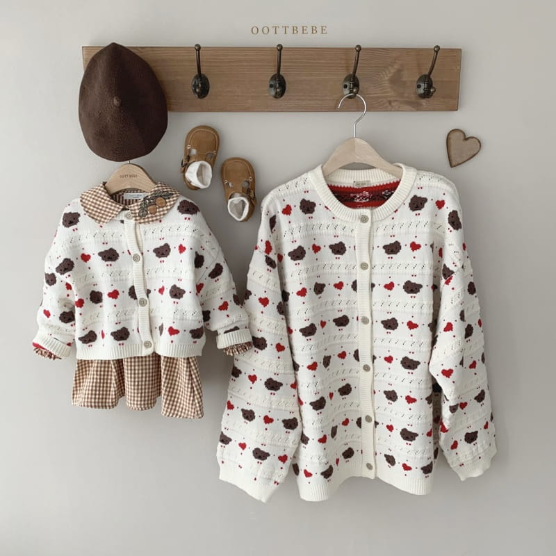OOTT BEBE - Korean Children Fashion - #Kfashion4kids - Hear Bear Knit Cardigan Winter with Mom - 9