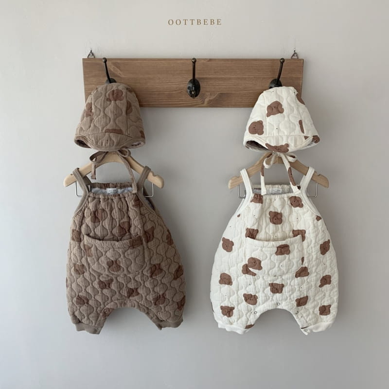 OOTT BEBE - Korean Children Fashion - #Kfashion4kids - Bear Padding Bodysuit with Bonnet