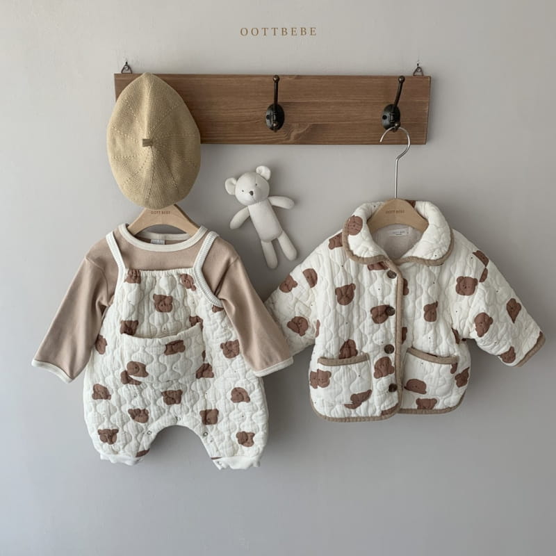 OOTT BEBE - Korean Children Fashion - #Kfashion4kids - Bear Padding Bodysuit with Bonnet - 2