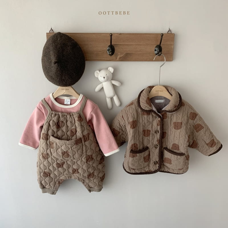 OOTT BEBE - Korean Children Fashion - #Kfashion4kids - Bear Padding Bodysuit with Bonnet - 3