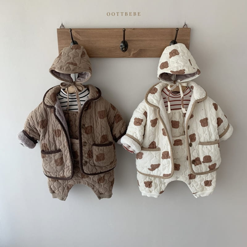 OOTT BEBE - Korean Children Fashion - #Kfashion4kids - Bear Padding Bodysuit with Bonnet - 5