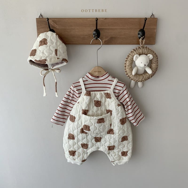 OOTT BEBE - Korean Children Fashion - #Kfashion4kids - Bear Padding Bodysuit with Bonnet - 7